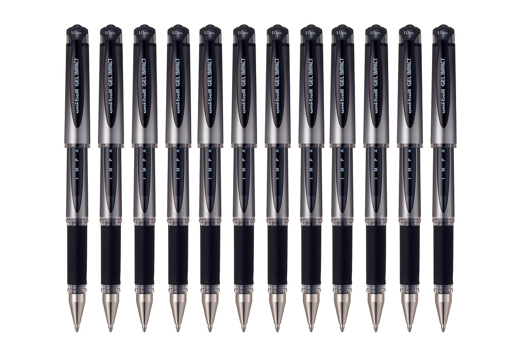 Best Value Uni-Ball 218990000 UM-153S Signo Impact Gel Pens with Rubber Grip, Black Gel, 1 mm Nib (Pack of 12)