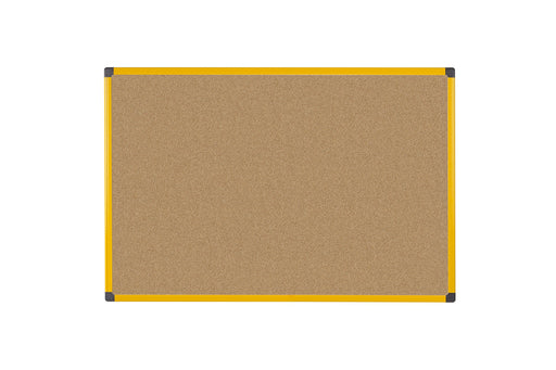 Best Value Bi-Office Cork Notice Board 600x450mm Ultrabrite Yellow Aluminium Frame 90x 60cm