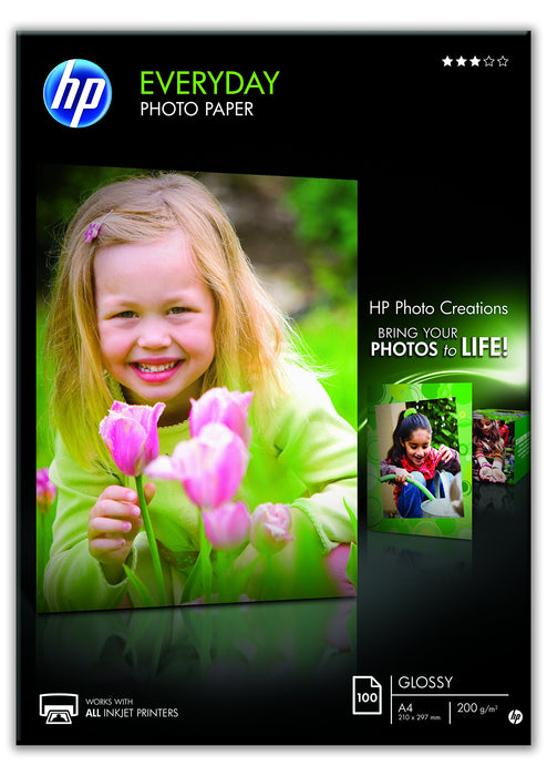 Best Value HP Q2510A, A4/210 x 297 mm, Everyday Glossy Photo Paper, 200 gsm, 100 Sheets