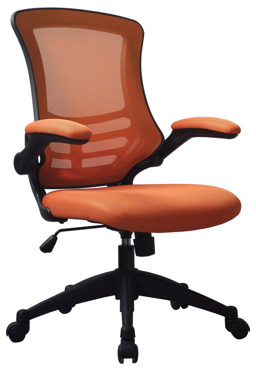 Nautilus Designs Ltd. Designer Medium Back Mesh Chair with Folding Arms Orange