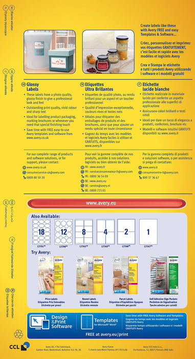 Best Value Avery L7769-40 Glossy Labels with A4 Sheets (139 x 99.1 mm, 4 Labels Per Sheet, 40 Sheets) - White