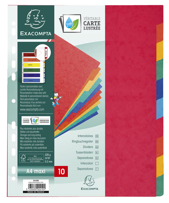 Best Value Exacompta Nature Future Dividers, A4 Maxi, 225 gsm, 10 Parts - Multi-coloured