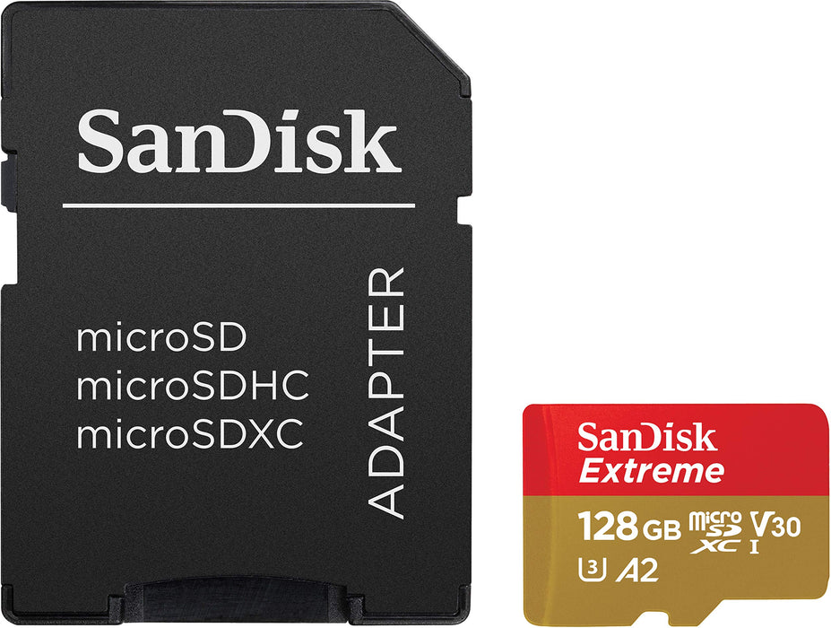 Best Value SanDisk Extreme 128 GB microSDXC Memory Card + SD Adapter with A2 App Performance + Rescue Pro Deluxe, Up to 160 MB/s, Class 10, UHS-I, U3, V30