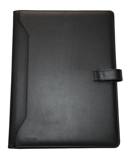 Best Value Monolith Leather Look PU Conference Folder with A4 Pad - Black