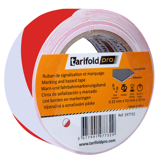 Best Value Tarifold 1 Adhesive Tape Floor, Signage, Security, Red and White - Roll 50 mm x 33 m, 50 mm x 33 m