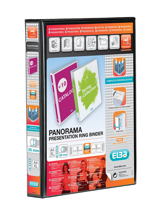 Best Value Elba 400008414 Panorama A4+ 25mm Presentation Binder - Black