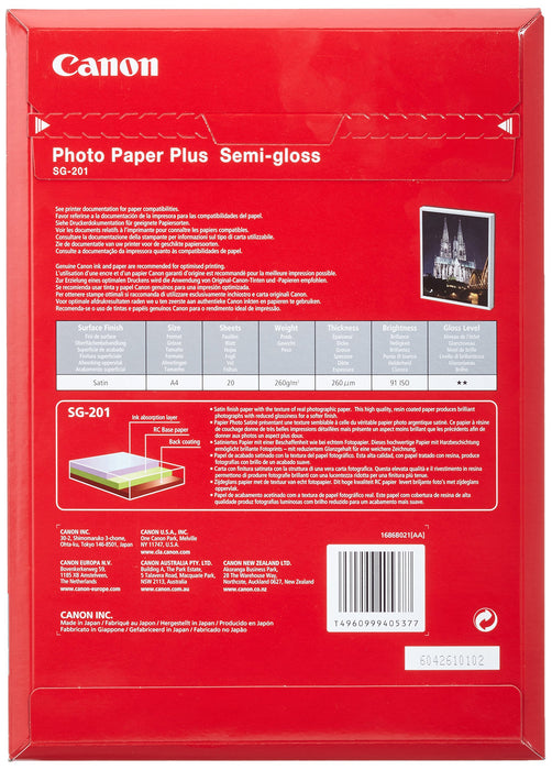 Best Value Canon Photo Paper Plus (SG-201, A4, 20 Sheets)