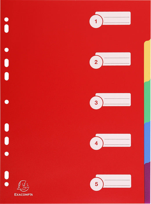 Best Value Exacompta PP Dividers, A4, 5 Parts - Multi-coloured