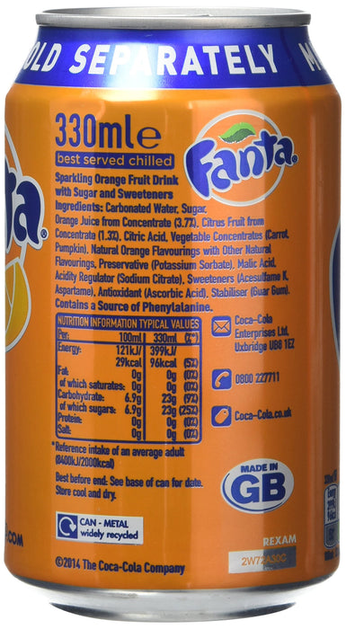 Best Value Fanta Orange Cans 330ml (Pack of 6)