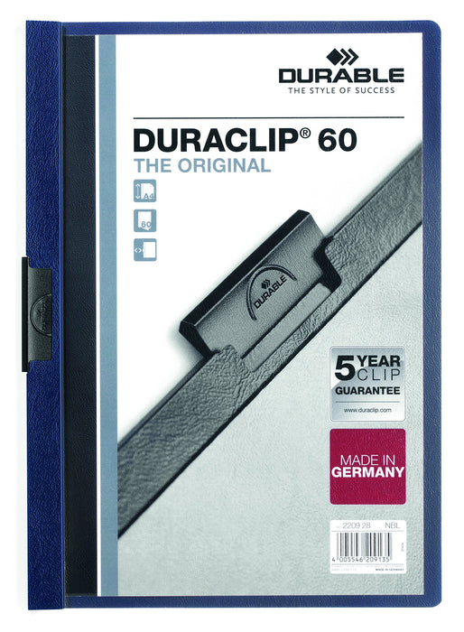 Best Value Durable Duraclip 60, Clip File for 1-60 Sheets A4 - Midnight Blue