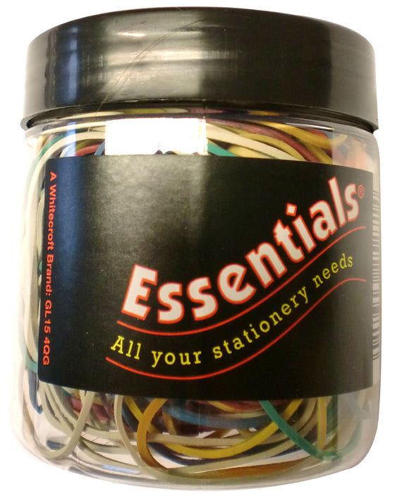 Best Value Whitecroft Essentials Stationery Tubs 75g Rubber Bands - Assorted Colours