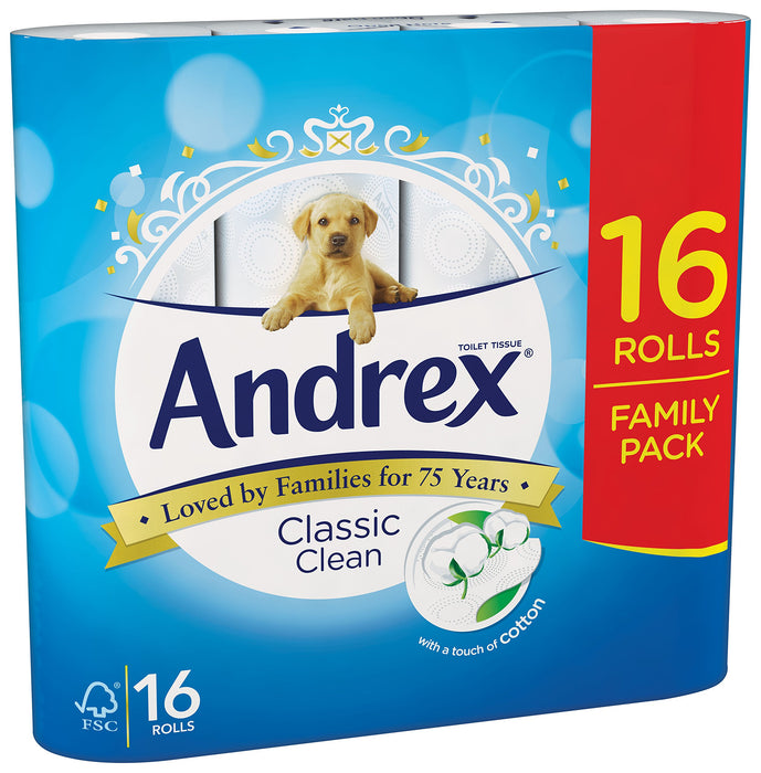 Best Value Andrex Classic Clean Toilet Roll Tissue - 16 Toilet Rolls