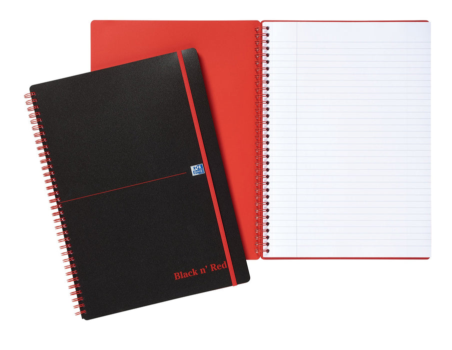 Best Value Black n Red Notebook Wirebound Polypropylene 90gsm Ruled 140 Pages A4 Ref E67008 [Pack of 5]