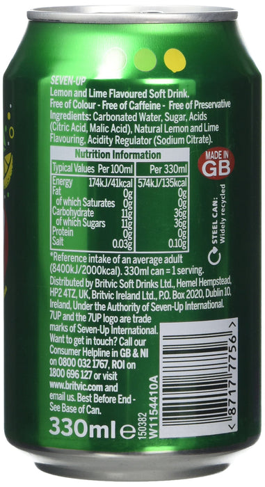 Best Value 7UP Sparkling Lemon and Lime Drink Cans, 330ml (Pack of 24)