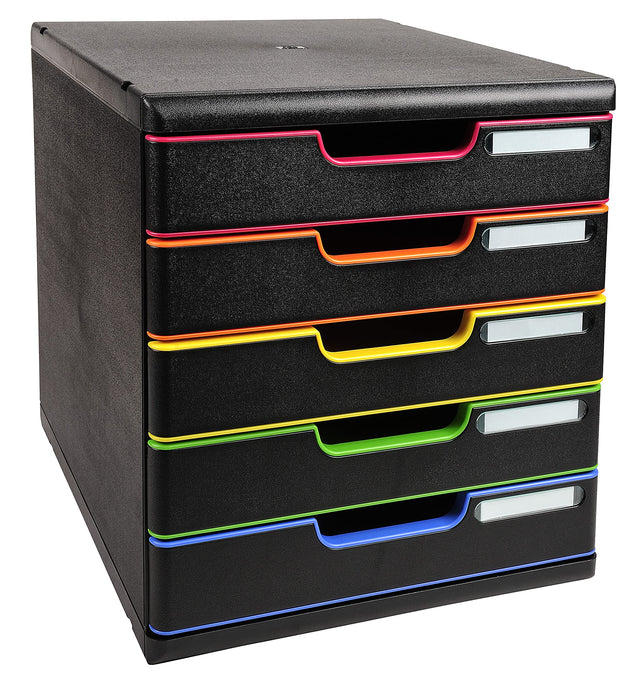 Exacompta Modulo A4 5 Drawer Black/Harlequin/Black 301914D