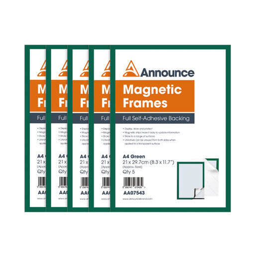 Announce Magnetic Frames A4 Green (Pack of 5) AA07543