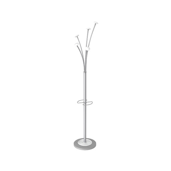 Alba Festival High Capacity Coat Stand with Umbrella Holder 350x350x1870mm Silver/White PMFESTY2BC