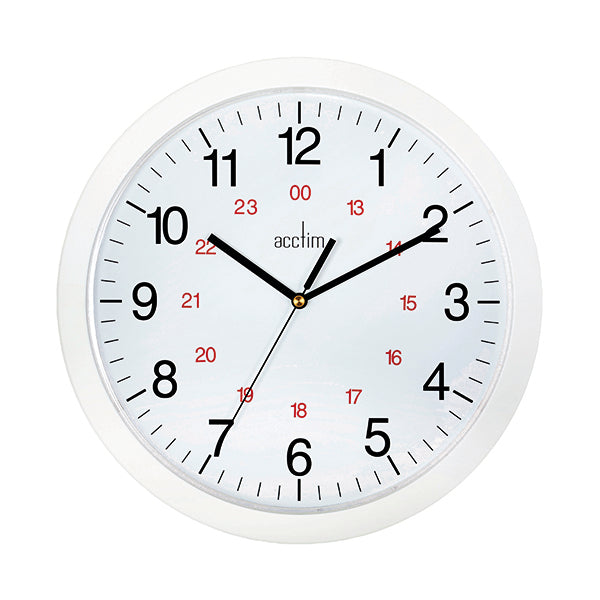 Acctim Metro 24 Hour Plastic Wall Clock 300mm White 21162