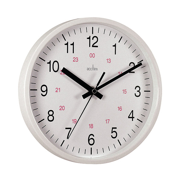 Acctim Metro 24 Hour Plastic Wall Clock 355mm White 21202