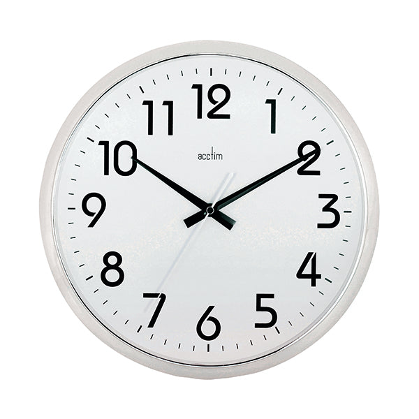 Acctim Orion Silent Sweep Wall Clock 320mm Chrome/White 21287