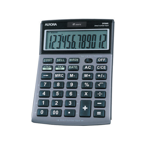 Aurora Grey/Black 12-Digit Semi-Desk Calculator DT661