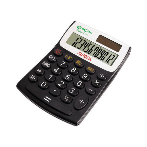 Aurora Black /White 12-Digit Semi-Desk Calculator EC404