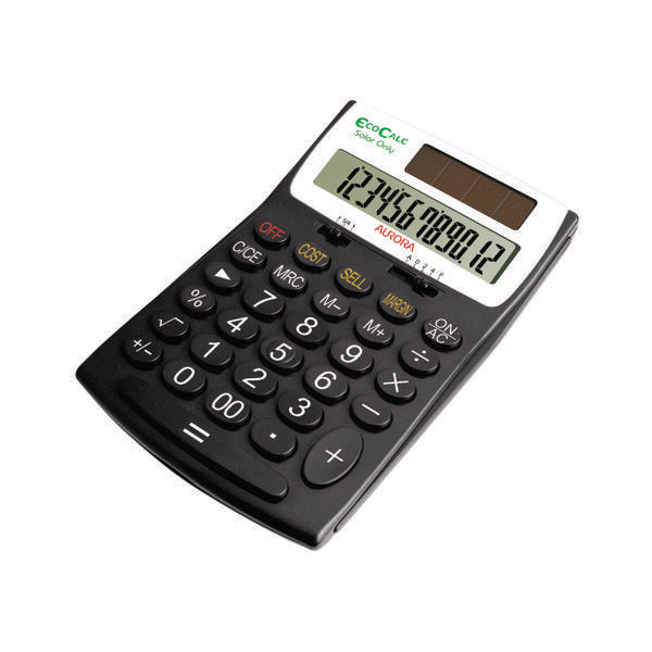 Aurora Black /White 12-Digit Desk Calculator EC505