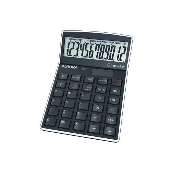 Aurora Black 12-Digit Semi-Desk Calculator (Enables profit and sales calculations) DT910P