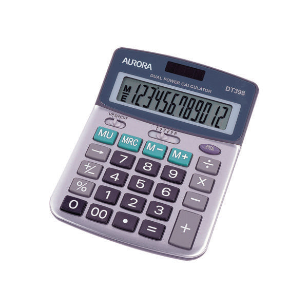 Aurora Silver/Grey 12-Digit Semi-Desk Calculator DT398