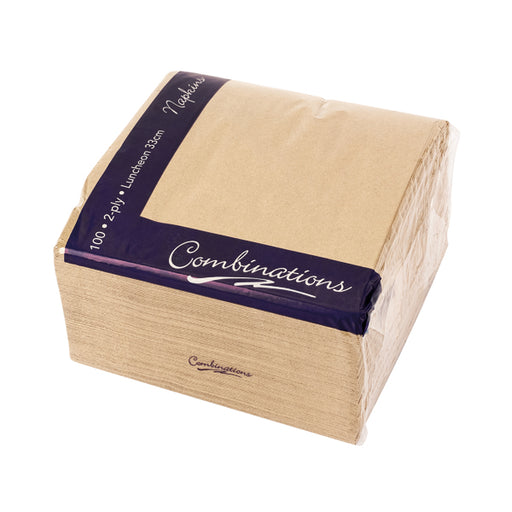 Combinations Napkin 330mm x 330mm Brown (Pack of 100) 3324RCCOM