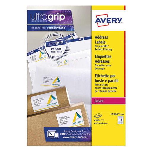 Avery Ultragrip Laser Labels 63.5x46.6mm White (Pack of 4500) L7161-250