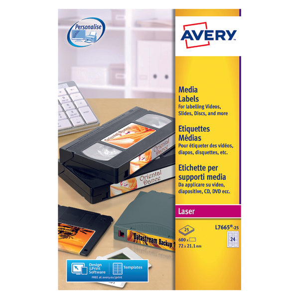 Avery Mini Data Cartridge Label 72x21.1mm White(Pack of 600) L7665-25