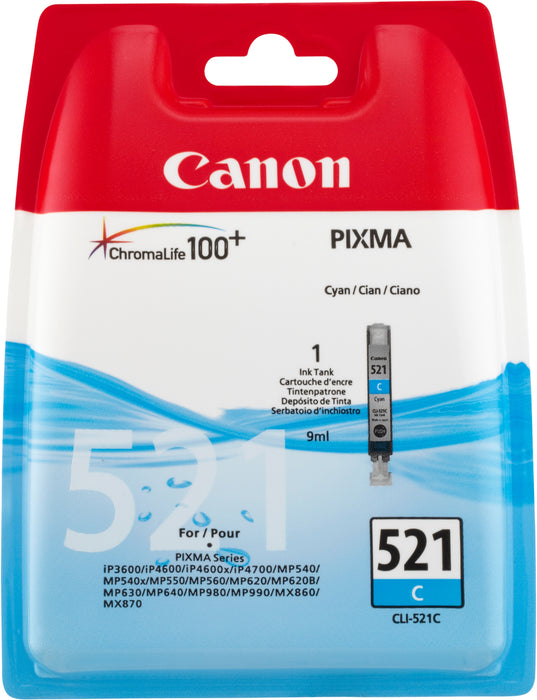 Best Value Canon Original ChromaLife 100+ Cyan Ink Tank CLI-521C