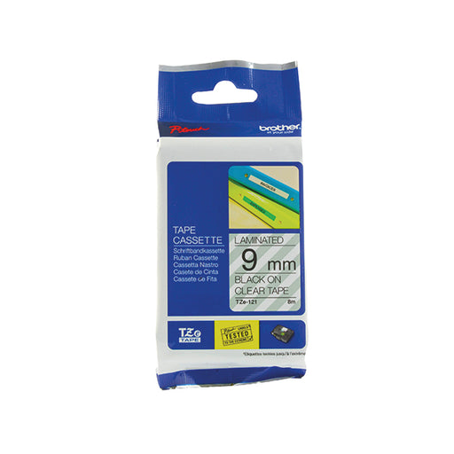 Brother P-Touch 9mm Black on Clear TZE121 Labelling Tape TZE121