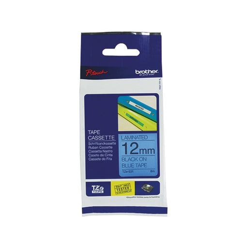 Brother P-Touch 12mm Black on Blue TZE531 Labelling Tape TZE531