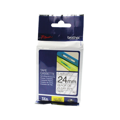 Brother P-Touch 24mm Black on Clear TZE151 Labelling Tape TZE151