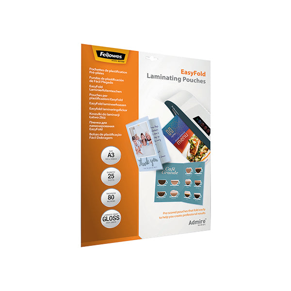 Fellowes Admire EasyFold A3 Laminating Pouches (Pack of 25) 5602001