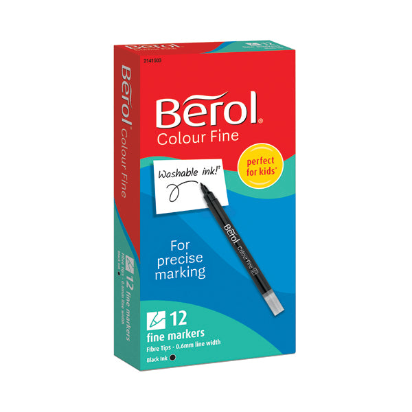 Berol Colour Fine Markers Black (Pack of 12) 2141503