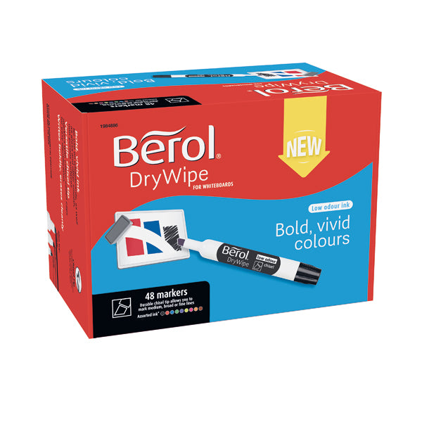 Berol Drywipe Marker Chisel Tip Assorted (Pack of 48) 1984886