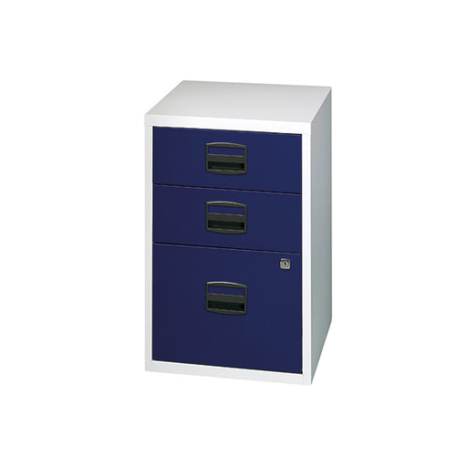 Bisley 3 Drawer Home Filing Cabinet 413x400x672mm Grey/Blue PFA3-8748