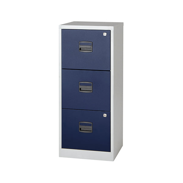 Bisley 3 Drawer Home Filing Cabinet A4 413x400x1015mm Grey/Blue BY78727