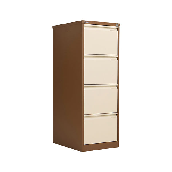 Bisley 4 Drawer Filing Cabinet Lockable 470x622x1321mm Coffee/Cream BS4EC/C