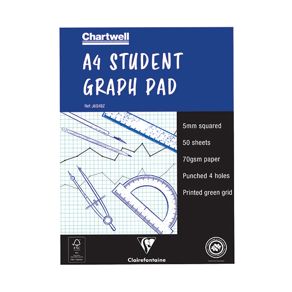 Chartwell 5mm Quadrille Student Graph Pad A4 J6Q4B