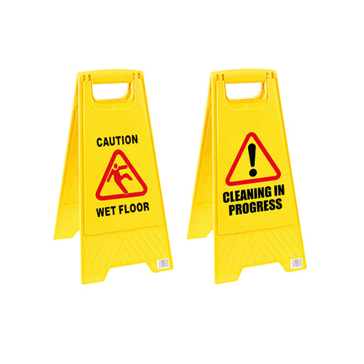 2Work Folding Safety Sign Caution Wet Floor Yellow CNT00356