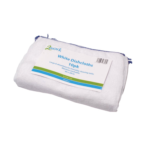 2Work Dishcloths 400x280mm White (Pack of 10) CPD30019