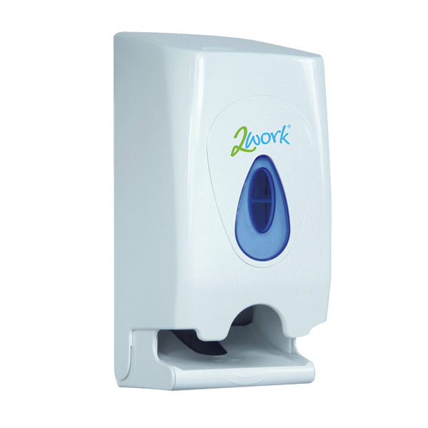 2Work Twin Toilet Roll Dispenser White CPD43612