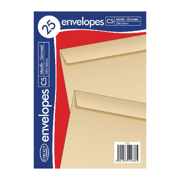 County Stationery C5 Manilla Gummed Envelopes (Pack of 500) C510