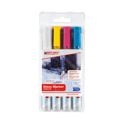 Edding 95 Glass Markers Assorted with White (Pack of 4) 4-95-5-099