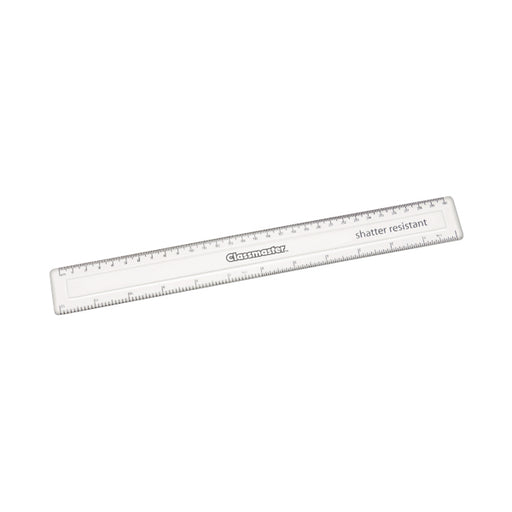 Classmaster Shatter Resistant Ruler 30cm Clear (Pack of 100) SPR30100