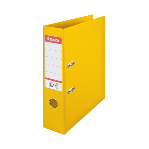 Esselte No1 Lever Arch File Slotted 75mm A4 Yellow (Pack of 10) 811310